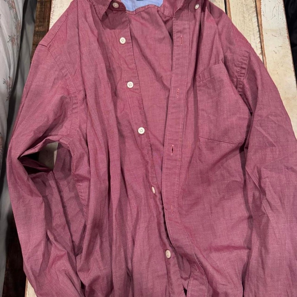 Banana Republic Soft Wash Slim Fit Shirt Mens XL Burgundy Check Button Down